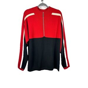 Vintage 70s 80s Meister Wool Blend Half Zip Sweater L Colorblock Retro Sports